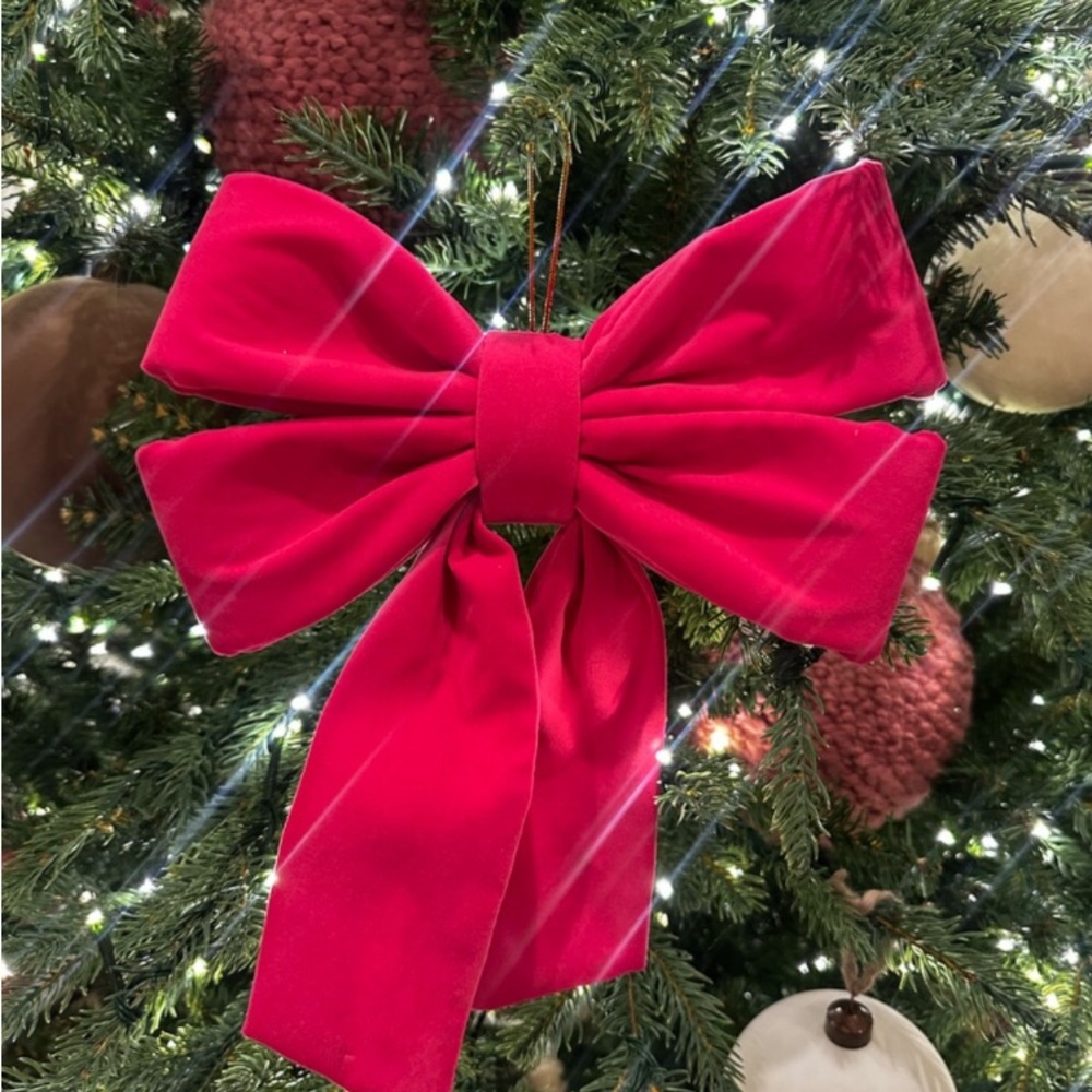 12” Medium Velvet Decorative Bow Bright Pink Wondershop Christmas NEW WITH TAG
